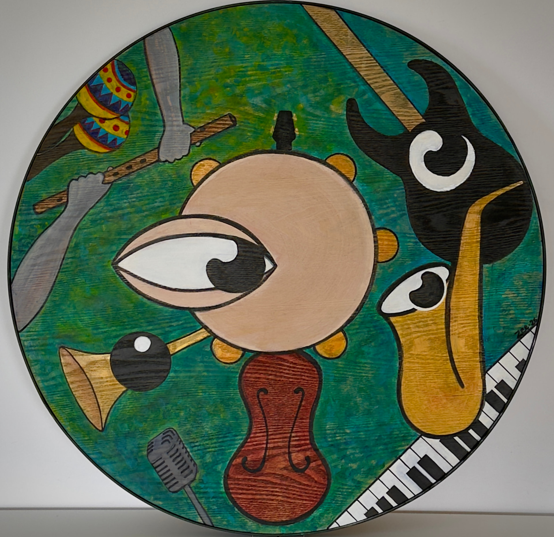 Symphony, Acrylic on round canvas, 2025