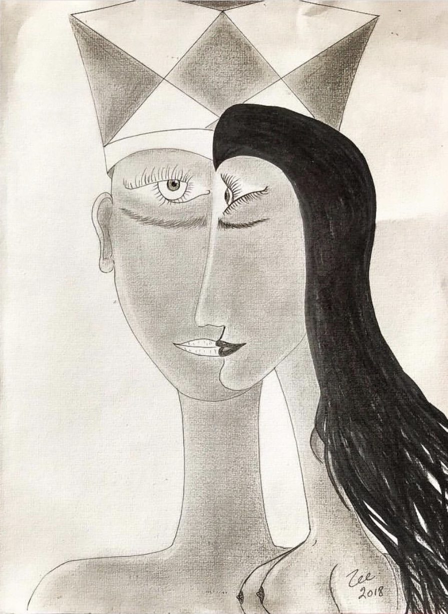 The Crowned Pair, Graphite on paper